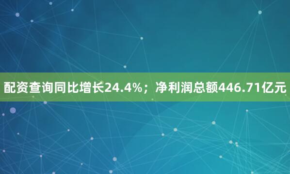 配资查询同比增长24.4%；净利润总额446.71亿元